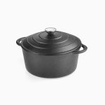 Braadpan 26 cm gietijzer mat emaillen zwart